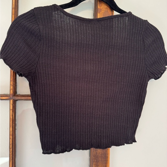 H&M Black Ribbed Cropped Women's Top - Picture 4 of 4